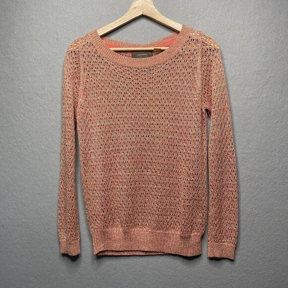 Anthropologie Guinevere Glimmered Pullover Sweater Women's Size S Open Knit - Picture 1 of 5